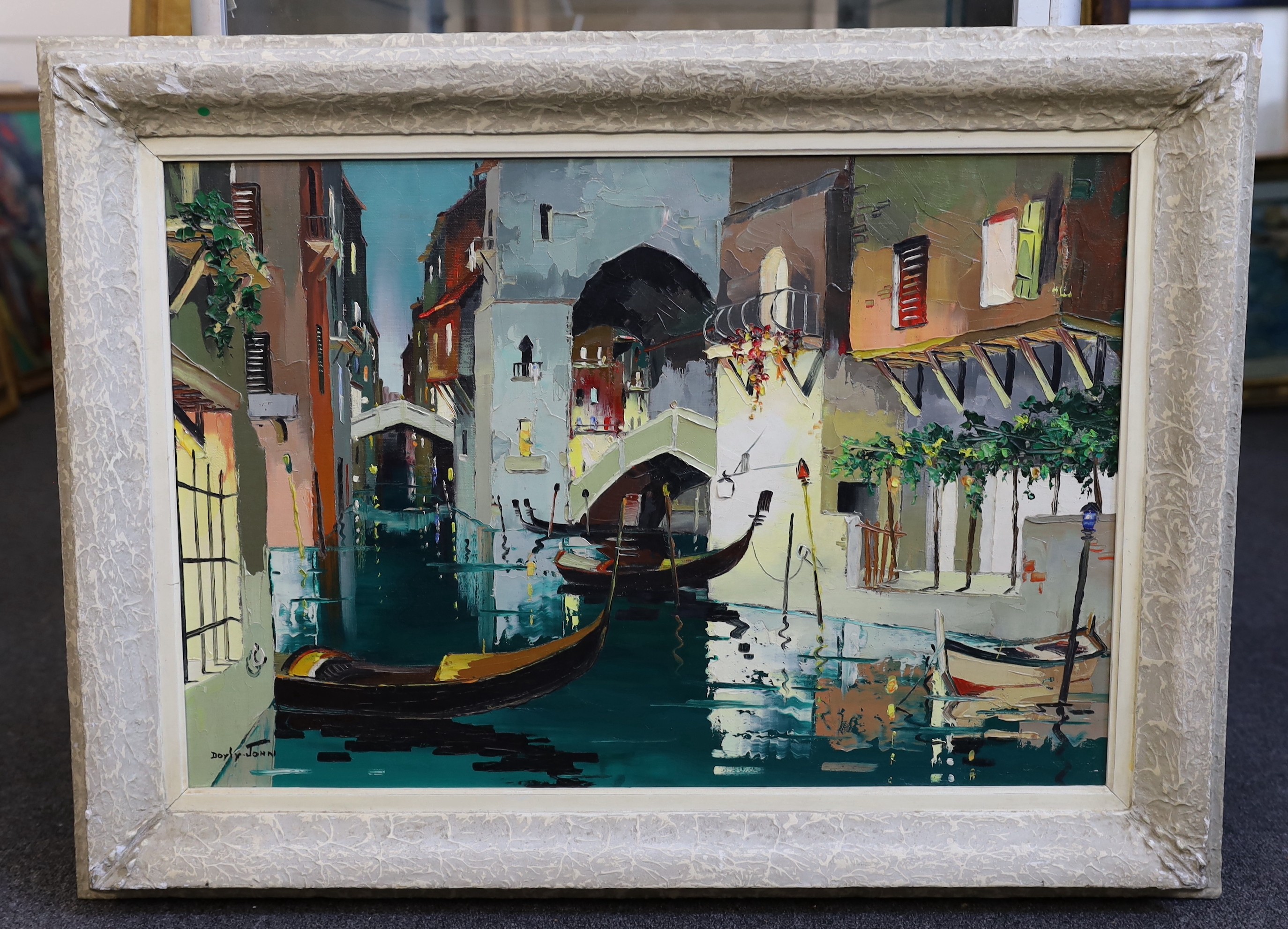 Cecil Rochfort D'Oyly-John (British, 1906-1993), 'Ponte Travaso near Place Masco Venice', oil on canvas, 44 x 65cm